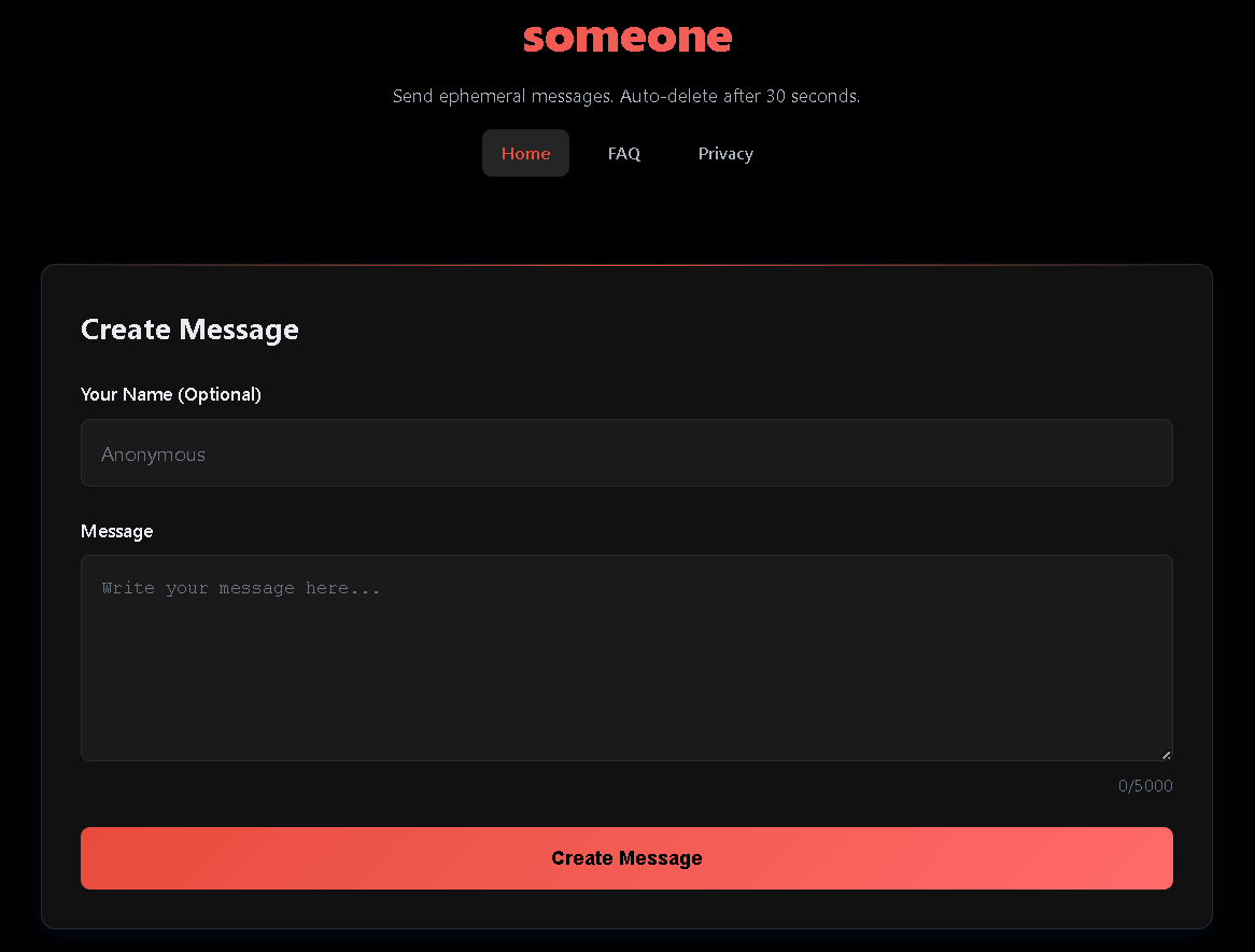 Someone App Interface - Secure Ephemeral Messaging Platform